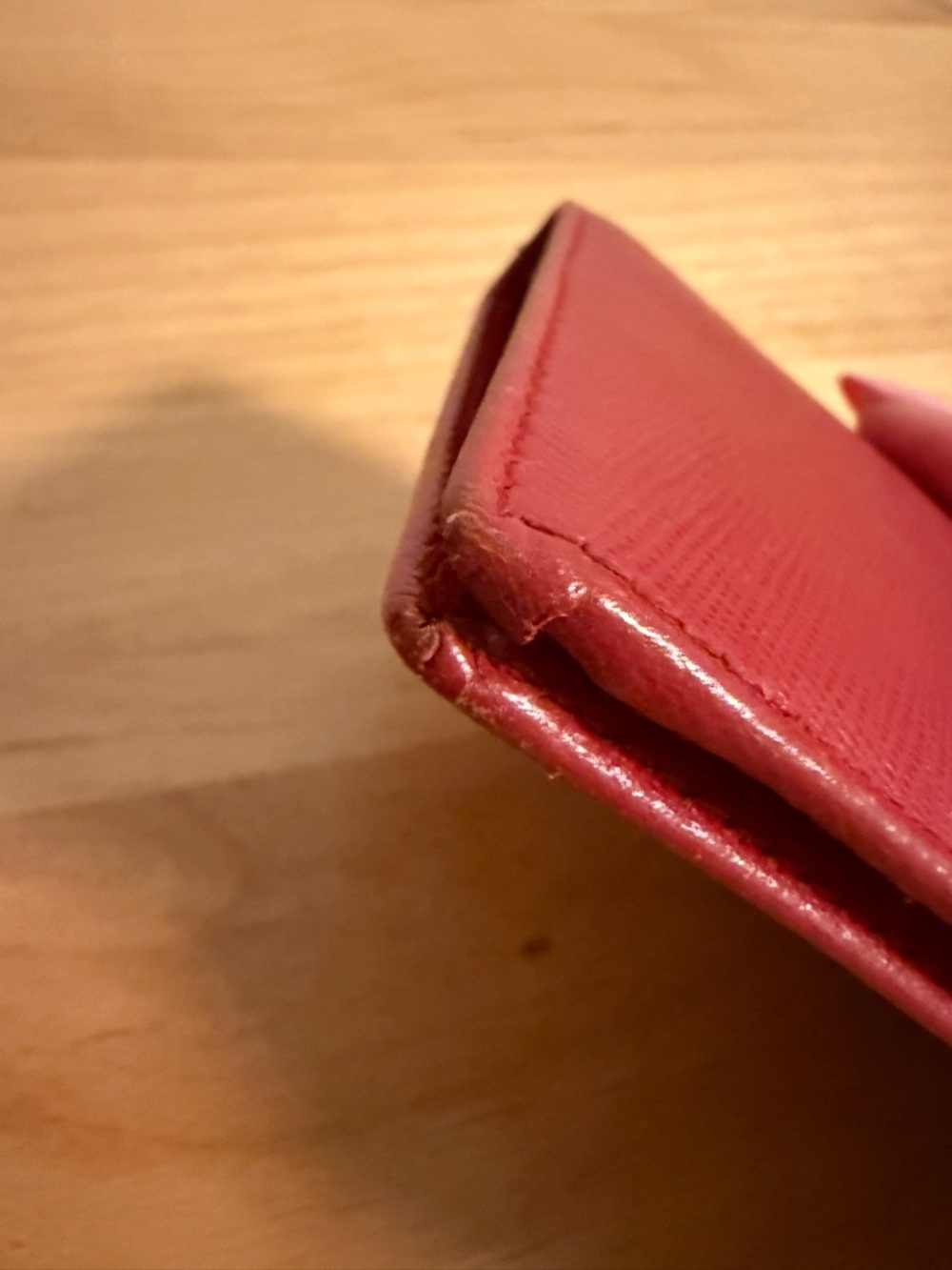 Prada Red Saffiano Leather Compact Wallet Card Holder with Gold Logo with Box - Picture 5 of 16